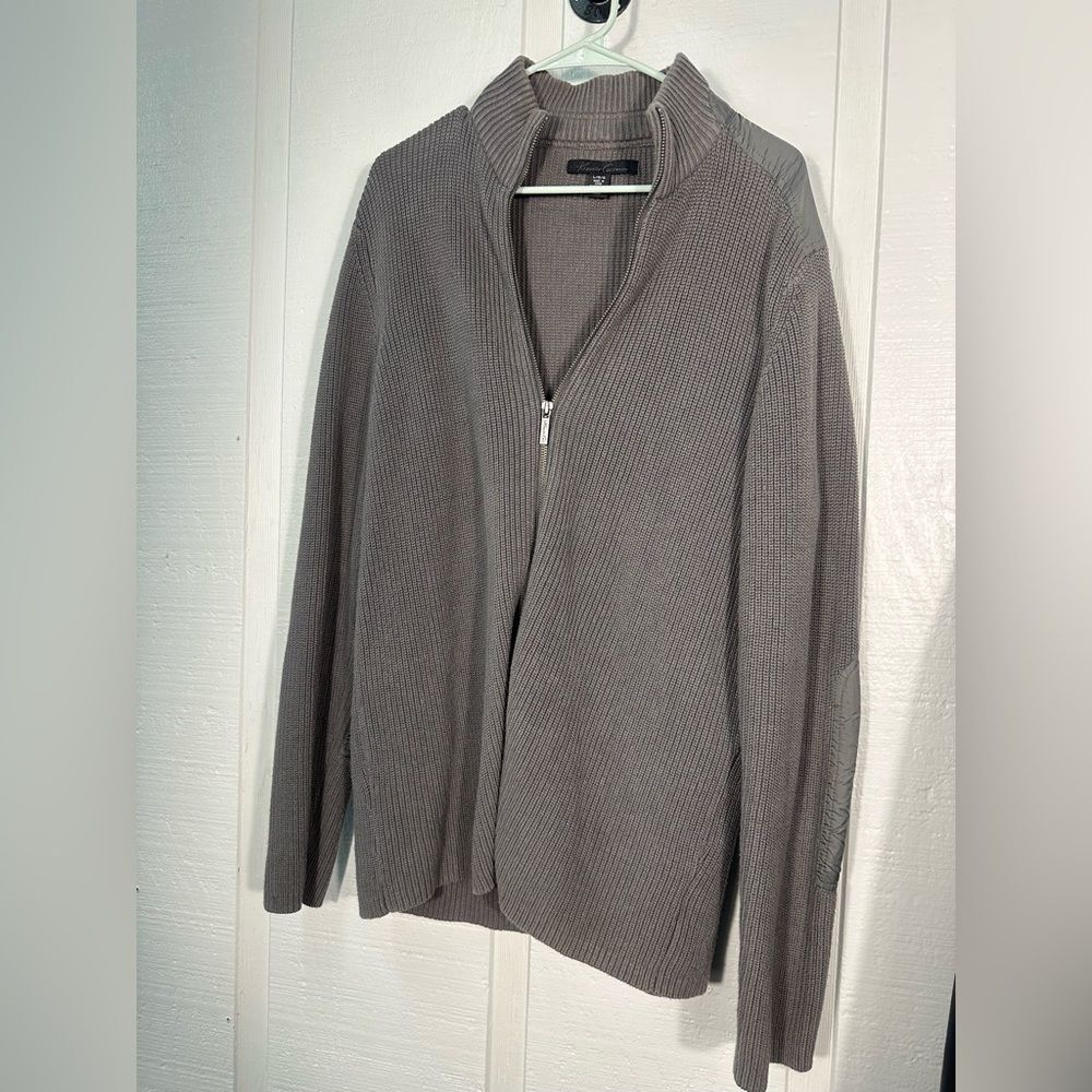 Kenneth Cole Men’s Gray Ribbed 1/4 Zip Sweater Size Large EUC